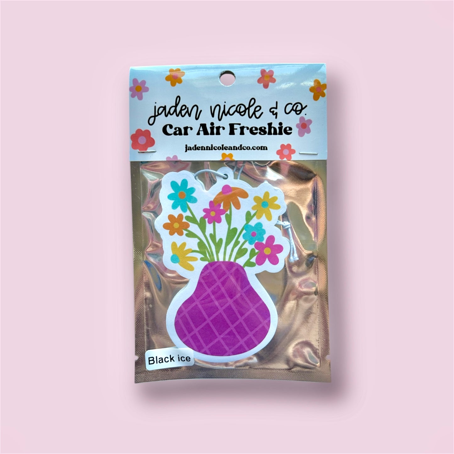 Groovy Flower Pot Car Air Freshener - Black Ice Scented