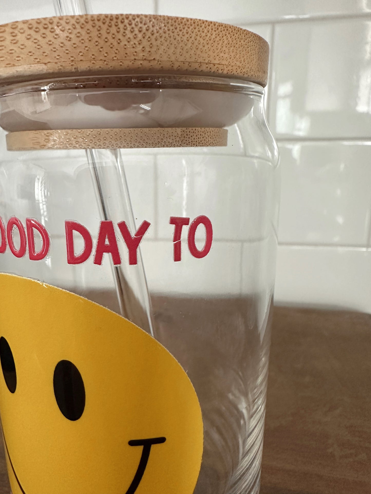 OOPSIE It’s A Good Day Glass Cup w/ lid & straw
