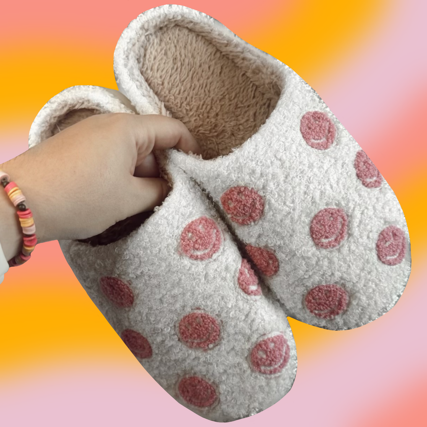 Pink Smiley Slippers