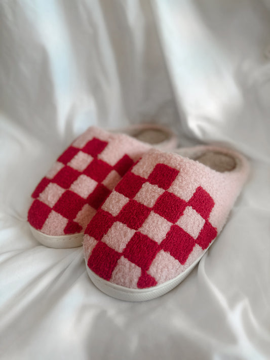 Pink Checkered Slippers