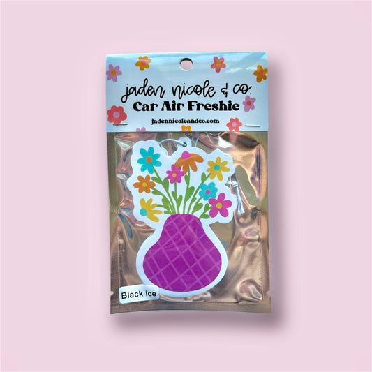 Groovy Flower Pot Car Air Freshener - Black Ice Scented