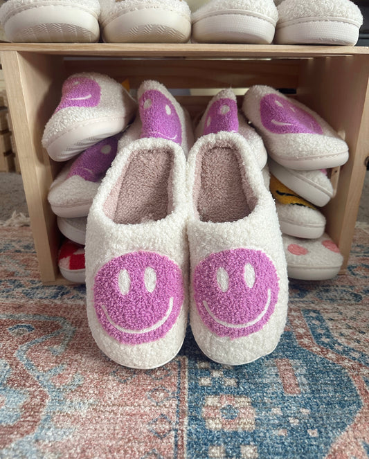 Purple Smiley Slippers