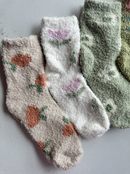 Fuzzy Flower Socks