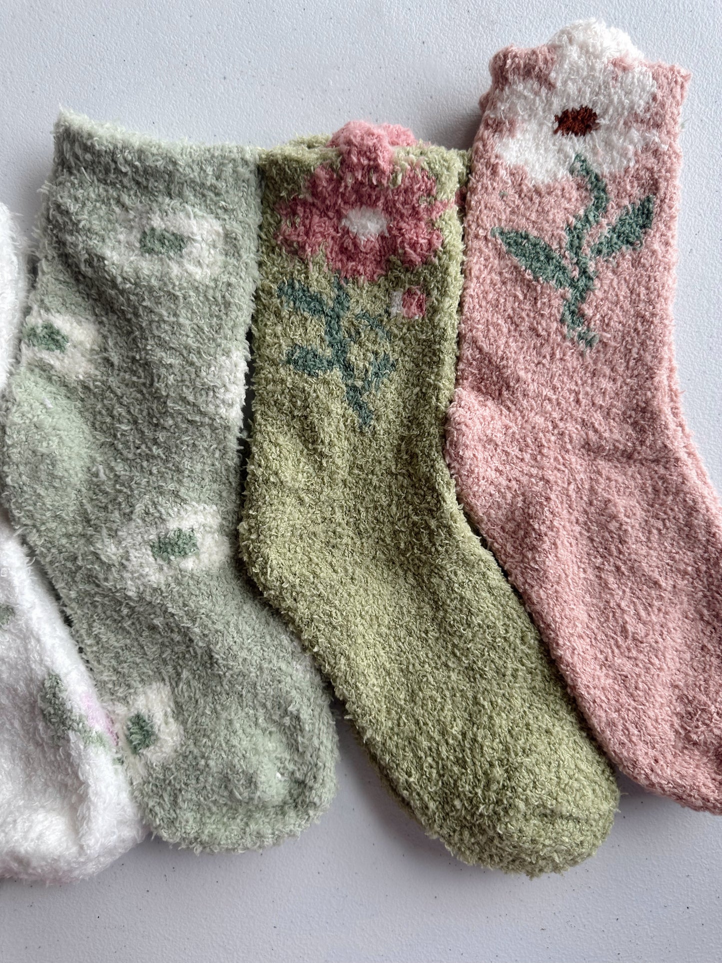 Fuzzy Flower Socks